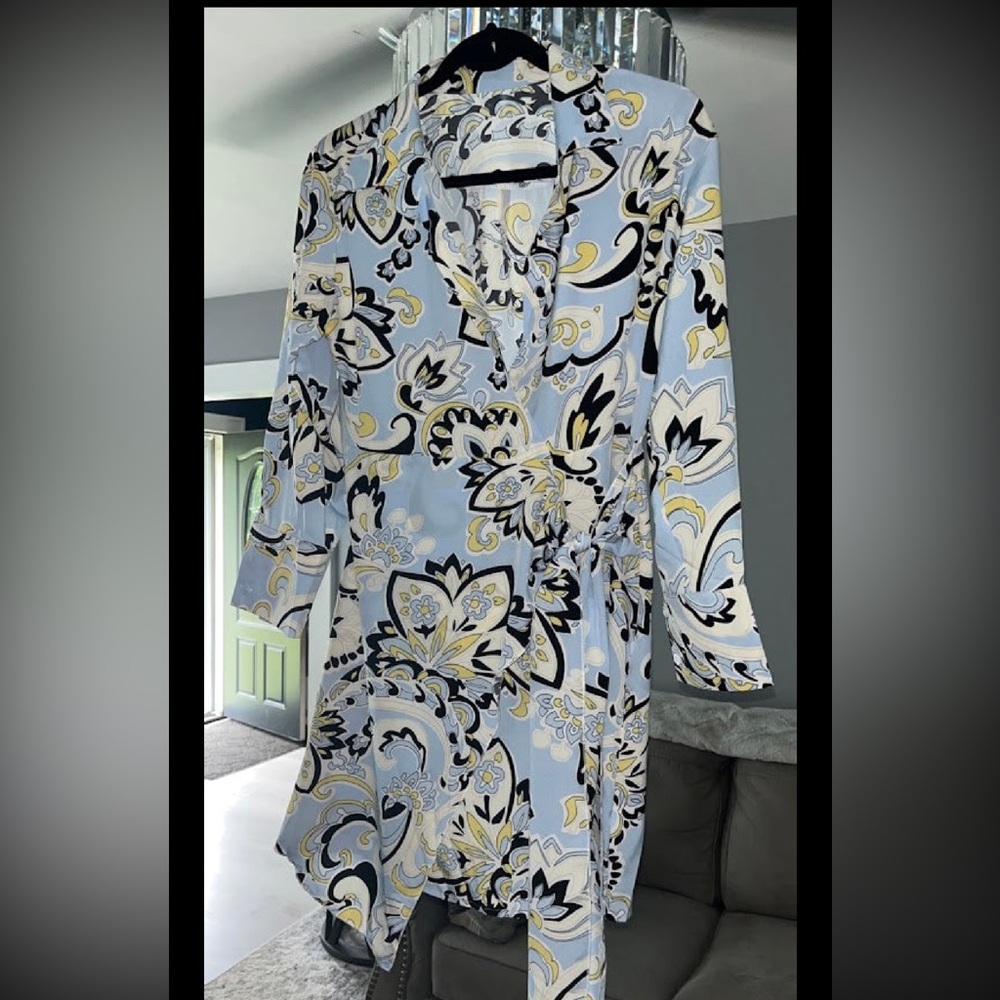 Women’s Light Blue Paisley Wrap Dress